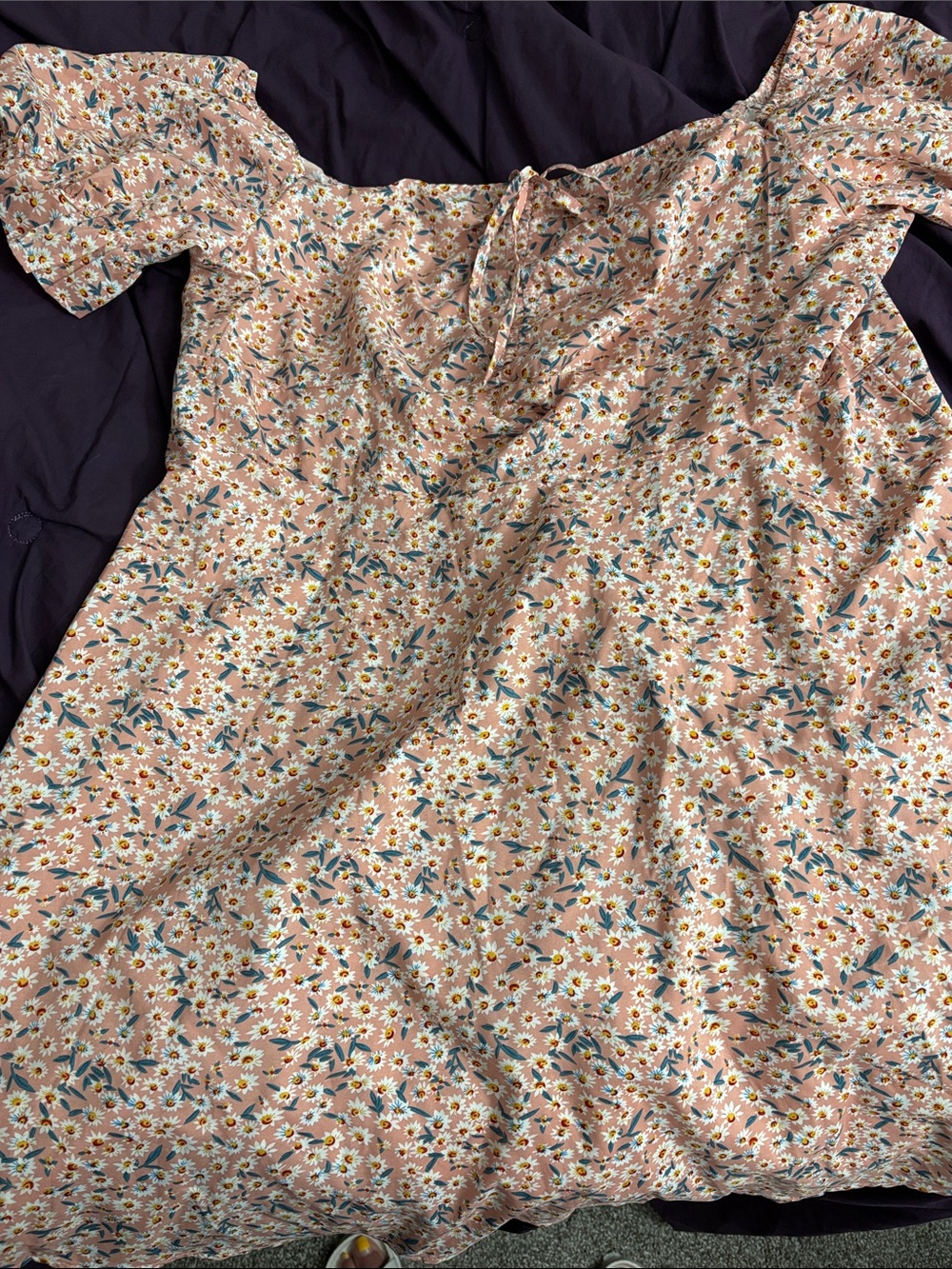 SHEIN Peach Floral Puff Sleeve Dress